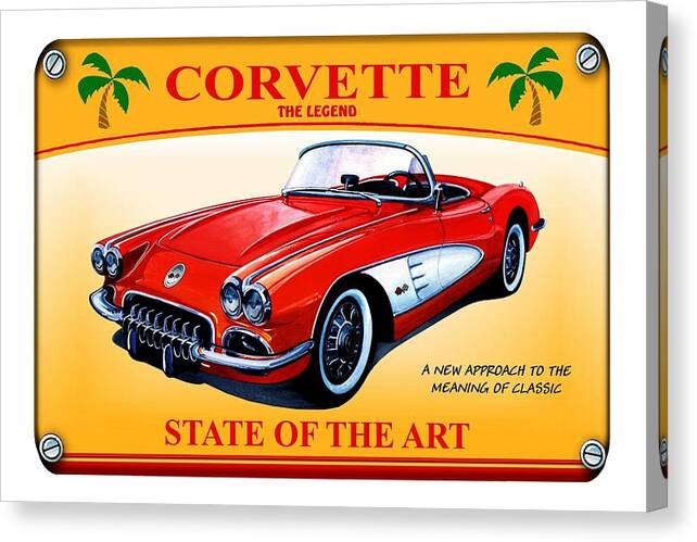Watercolour Canvas Print featuring the mixed media Corvette C1-The Legend by Simon Read