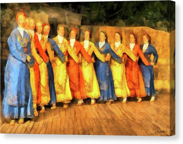 Rossidis Canvas Print featuring the painting Greek Dance 2 by George Rossidis