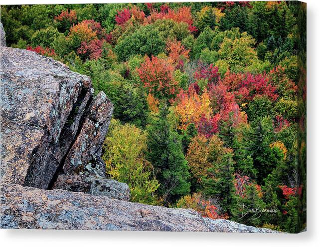 New Englant Canvas Print featuring the photograph Cliff Edge and Fall Foliage #3788 by Dan Beauvais