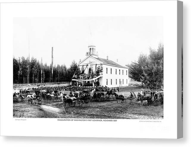 Black And White Canvas Print featuring the photograph Inauguration Of Washington's First Governor, November 1889 by AD Rogers