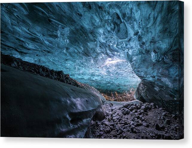Icecave Canvas Print featuring the photograph Inside the Ice Cave by Erika Valkovicova