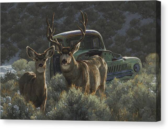 Deer Canvas Print featuring the painting Reclamation by Greg Beecham