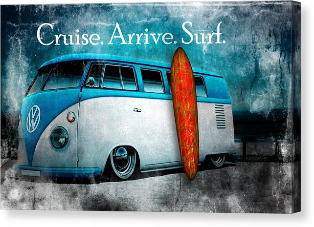 Surf Canvas Print featuring the digital art Cruise. Arrive. Surf by Greg Sharpe