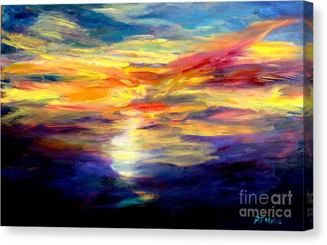 Vibrant Lbursts Of Color Canvas Print featuring the painting Burst Of Morning by Patrick Mills