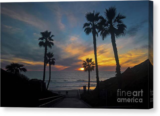 Sunset Canvas Print featuring the photograph Palms at sunset by Agnes Caruso