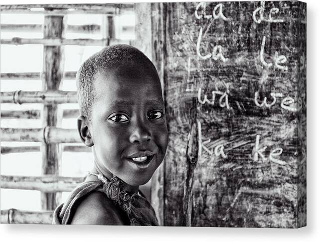 Adventure Traveler Canvas Print featuring the photograph 4269 Maasai Child Village School Ngorongoro by Amyn Nasser Neptune Gallery