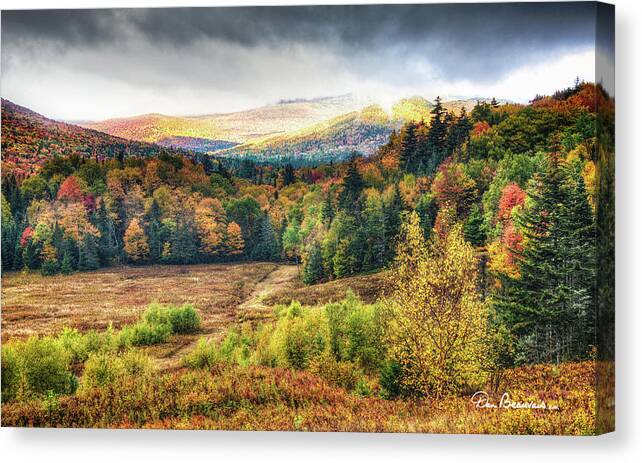 Fall Canvas Print featuring the photograph Autumn Meadow and Mountains 7337 by Dan Beauvais