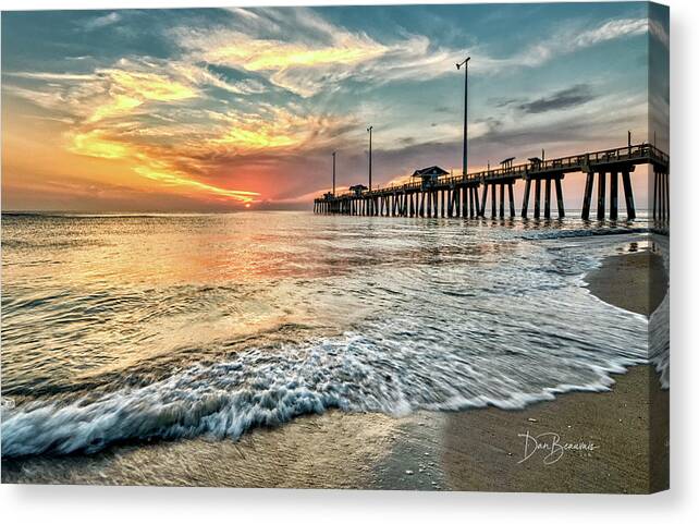 Sunrise Canvas Print featuring the photograph Jennette's Pier #0998 by Dan Beauvais