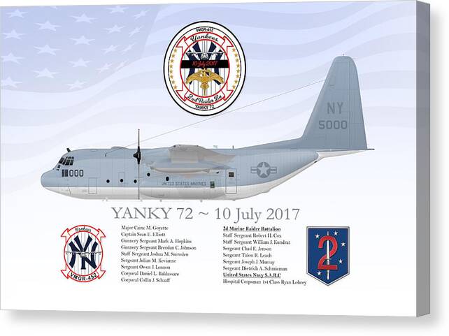 Aircraft Canvas Print featuring the digital art YANKY 72 - 10 July 2017 by Hugs From Hercs