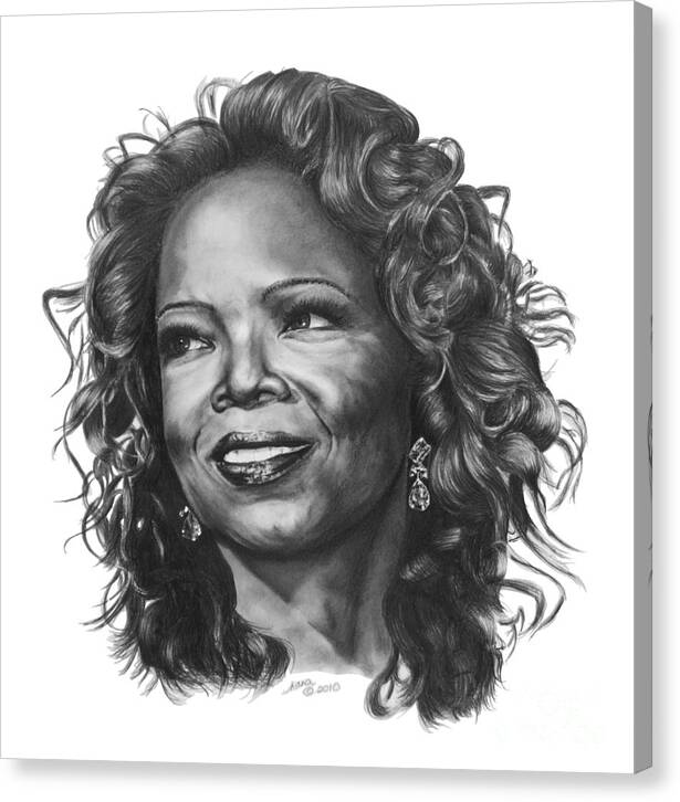 Woman Canvas Print featuring the drawing Oprah by Marianne NANA Betts