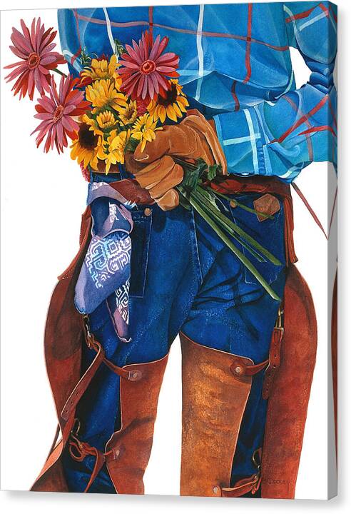 Cowboy Canvas Print featuring the painting For Taylor's Girl by JK Dooley