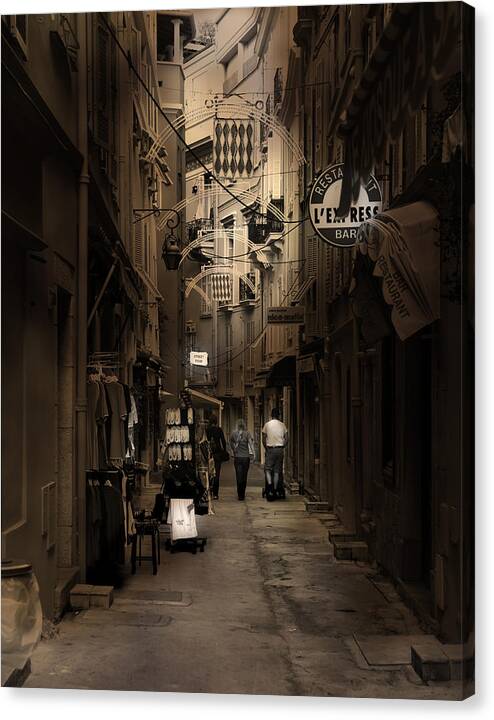 Monaco Canvas Print featuring the photograph Monaco Alley by Cecil Fuselier