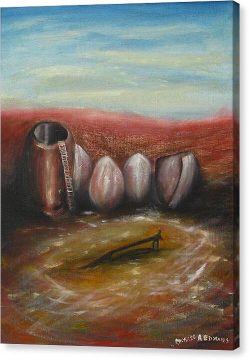 Surrealism Canvas Print featuring the painting Shell Keeper by Michael Anthony Edwards