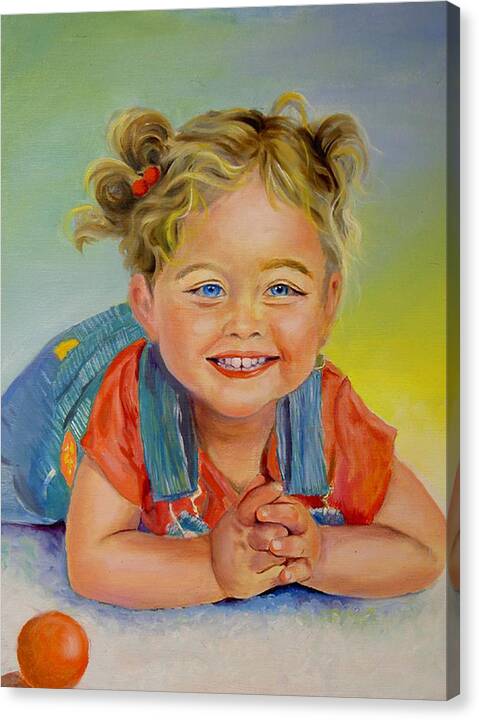 Portrait Canvas Print featuring the print Herbs grandaughter by George Markiewicz