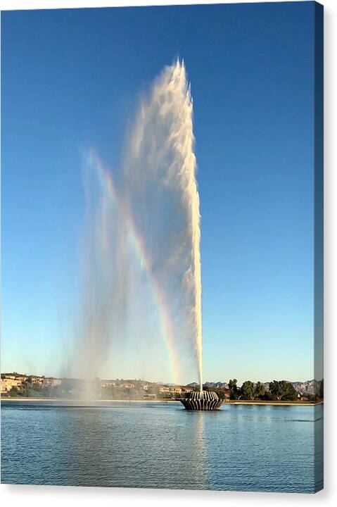 Rainbow Canvas Print featuring the photograph Rainbow in the Fountain #1 by Nicole Zenhausern