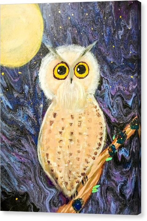 Owl Canvas Print featuring the painting Midnight Owl by Anna Adams