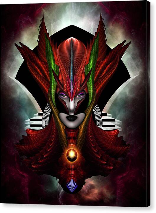 Taidushan Canvas Print featuring the digital art Red Dragon Taidushan Empress by Rolando Burbon