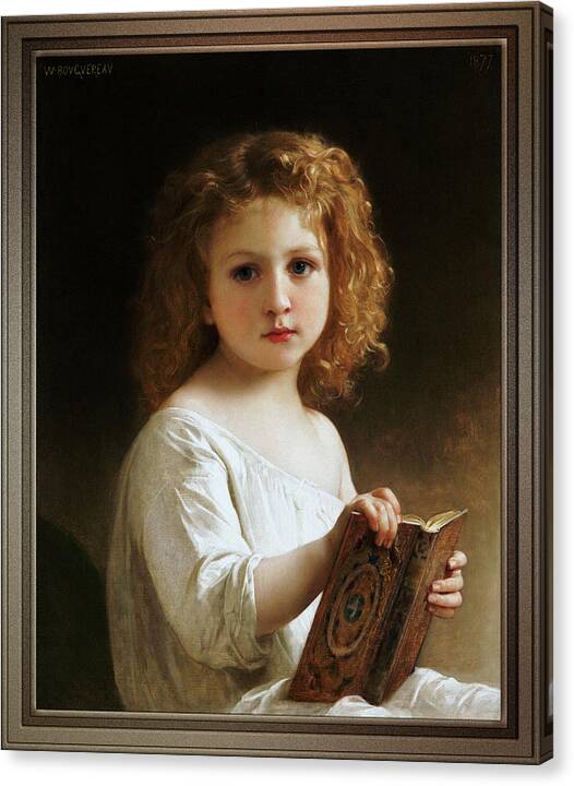 The Story Book Canvas Print featuring the painting The Story Book by William-Adolphe Bouguereau by Rolando Burbon