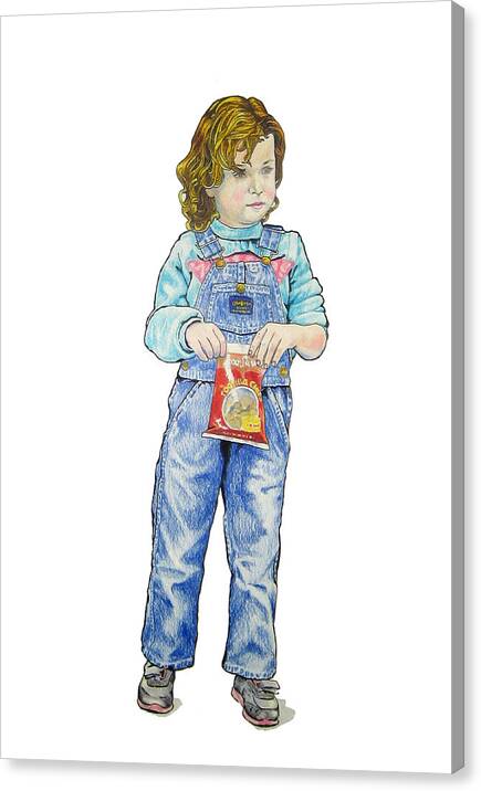  Canvas Print featuring the drawing My Daughter Talli at age 3 by Sam Shacked
