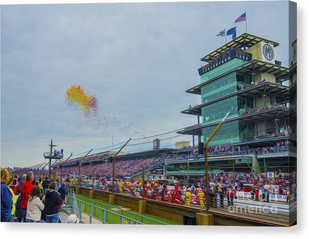 Indy 500 Canvas Print featuring the photograph Indianapolis 500 May 2013 Balloons Race Start by David Haskett II