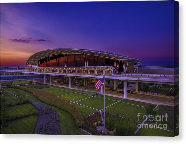 The Indianapolis International Airport Canvas Print featuring the photograph Indianapolis International Airport Sunset Alpha by David Haskett II