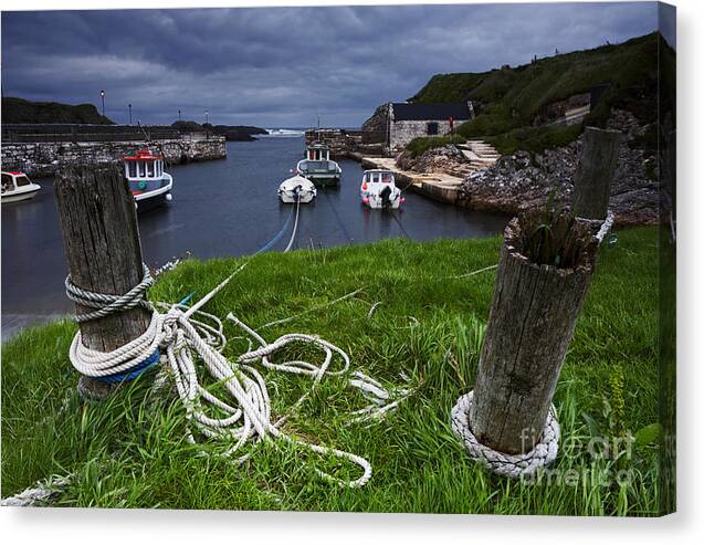 Game Canvas Print featuring the photograph Joe Fox Fine Art - Ballintoy Harbour Ireland site of the Iron Islands in Game of Thrones by Joe Fox