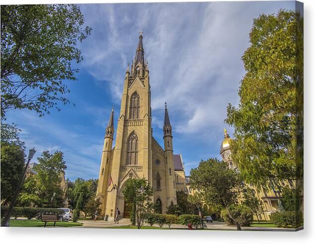 Notre Dame Canvas Print featuring the photograph Notre Dame University 3 by David Haskett II