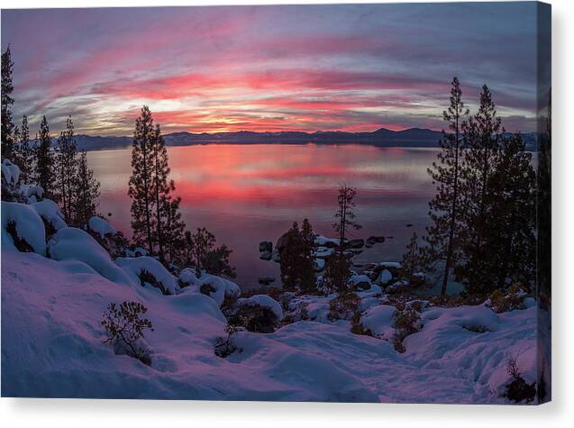 Lake Canvas Print featuring the photograph Tahhhhhoe sunset by Martin Gollery