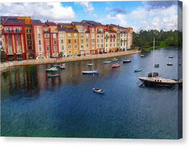 Harbor Canvas Print featuring the photograph Loews Portofino Bay Hotel at Universal Orlando 02 by Carlos Diaz
