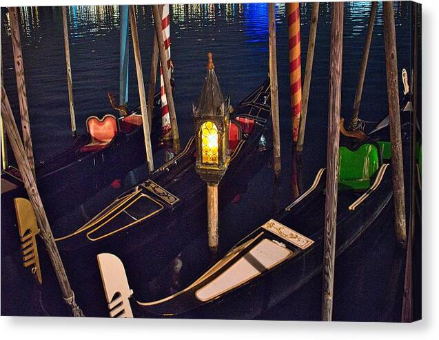 Boat Canvas Print featuring the photograph Gondola Night by Portia Olaughlin