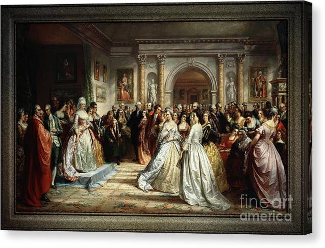 Lady Washington's Reception Day Canvas Print featuring the painting Lady Washington's Reception Day by Daniel Huntington Old Masters Fine Art Reproduction by Xzendor7