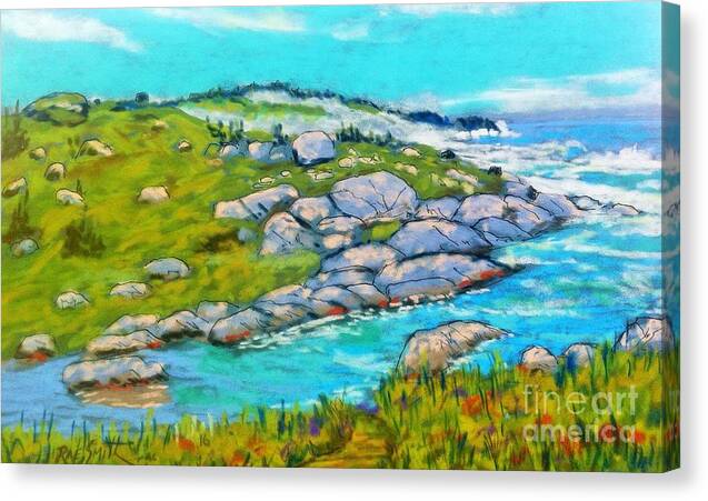 Pastels Canvas Print featuring the pastel Peggy's Cove Rocks #1 by Rae Smith