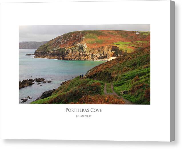 Cornwall Canvas Print featuring the digital art Portheras Cove by Julian Perry