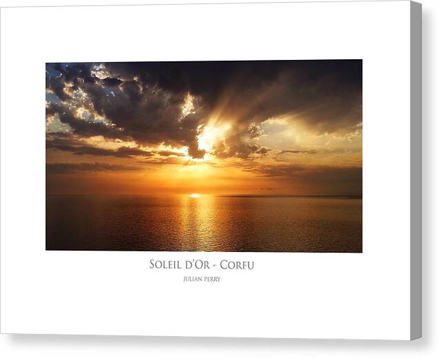 Beautiful Canvas Print featuring the digital art Soleil d'Or - Corfu by Julian Perry