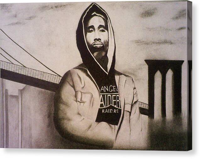 Scottish Artist Canvas Print featuring the drawing 2Pac by Aileen Carruthers