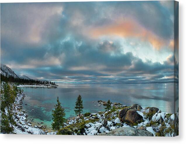 Sand Canvas Print featuring the photograph Sand Harbor Sunset #4 by Martin Gollery