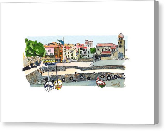 French Coastal Scenery Canvas Print featuring the painting Collioure,  Cote de Vermeille by Joan Cordell