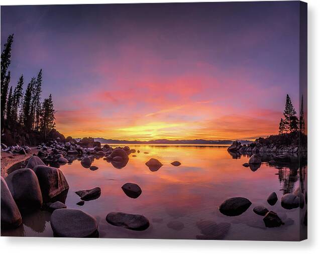Lake Canvas Print featuring the photograph Lake Tahoe Sunset Peace by Martin Gollery