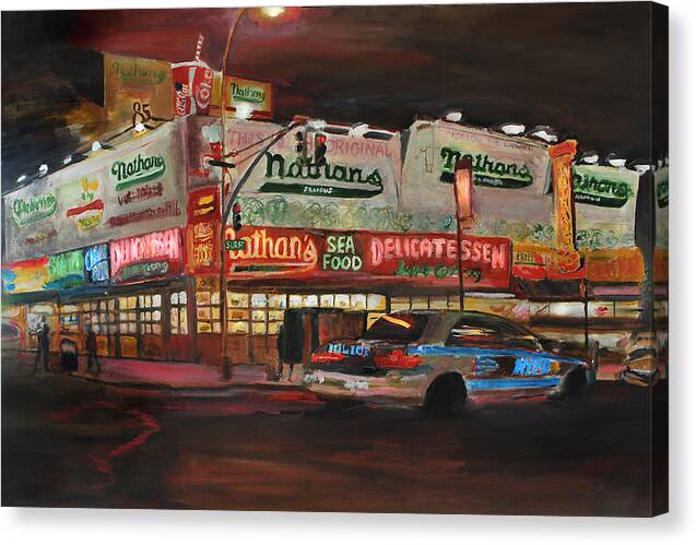 City Canvas Prints Canvas Print featuring the painting NYC Coney Island Canvas Print by Wayne Pearce