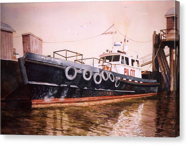 Pilot Boat Canvas Print featuring the painting The Pilot Boat by Marguerite Chadwick-Juner