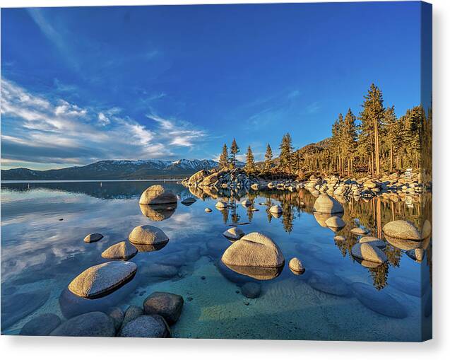 Sunset Canvas Print featuring the photograph Tahoe- Above and Below by Martin Gollery