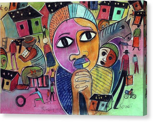 African Art Canvas Print featuring the painting Thembisa by Eli Kobeli 1932-1999