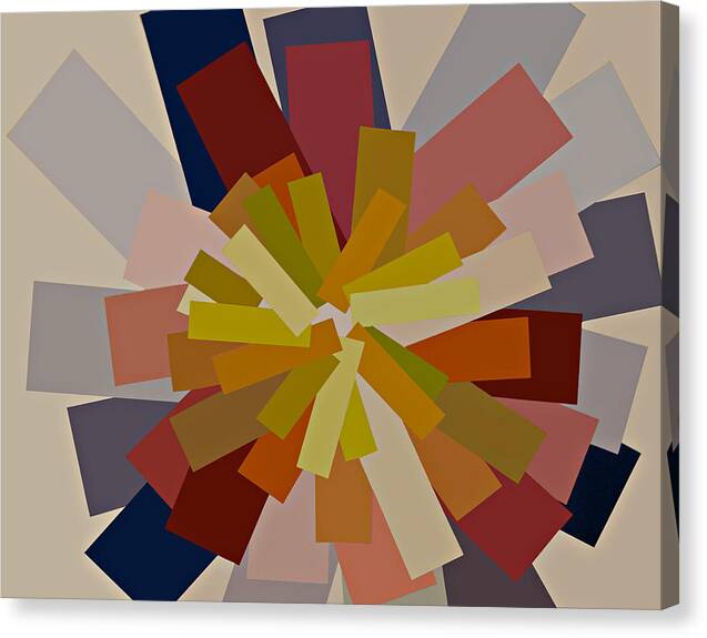Modern Artwork Digitally Enhanced Canvas Prints Graphic Bright Colors Purple Gold Orange Brilliant Striking Modular Shapes Blue Hues Red Brown Canvas Print featuring the painting Purple and Gold Graphic Blocks of Color by Beverly Trivane