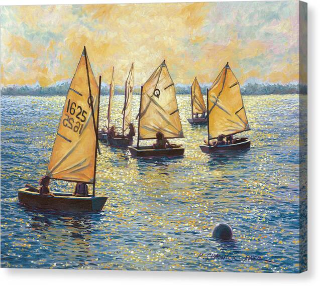 Sun Canvas Print featuring the painting Sunwashed Sailors by Marguerite Chadwick-Juner
