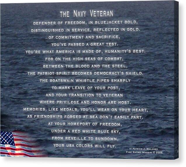 Poetry Canvas Print featuring the mixed media The Navy Veteran by Patrick J Maloney
