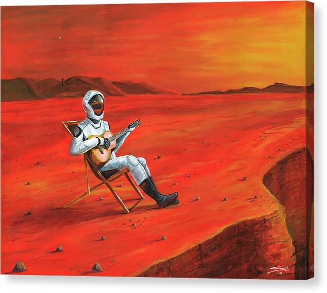 Mars Canvas Print featuring the painting Music On Mars by Scott Dewis