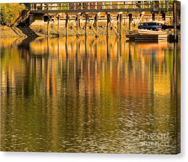 Boat Canvas Print featuring the photograph Under the dock by LeLa Becker
