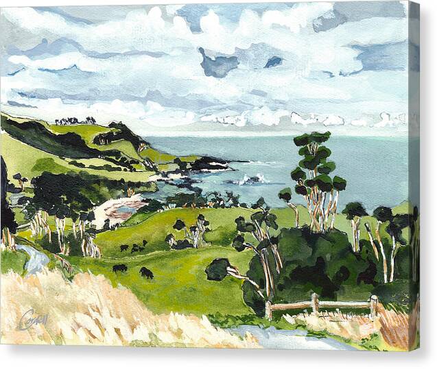 King Island Canvas Print featuring the painting City of Melbourne Bay, King Island, Tas by Joan Cordell