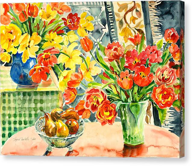 Watercolor Canvas Print featuring the painting Studio Still Life by Ingrid Dohm
