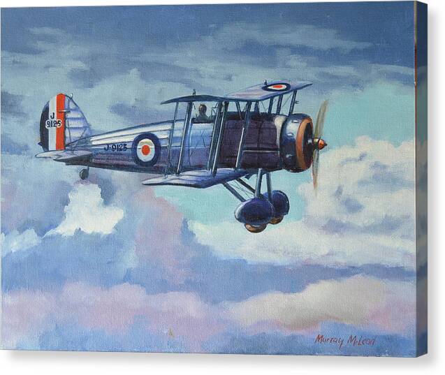 Aviationart Canvas Print featuring the painting Gloster Gauntlet by Murray McLeod